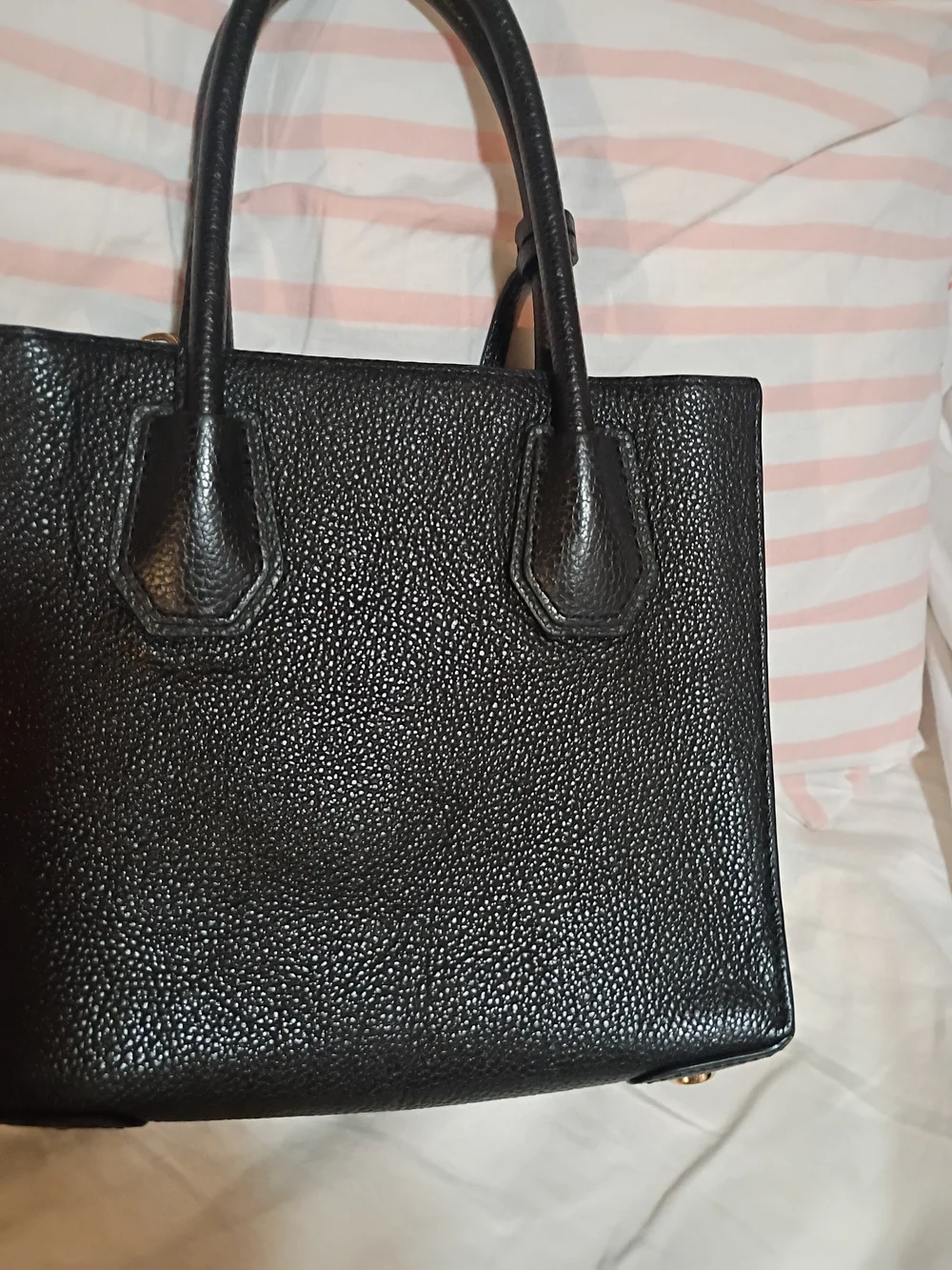Michael Kors Small size Black Pebbled Leather Satchel with Gold Accents